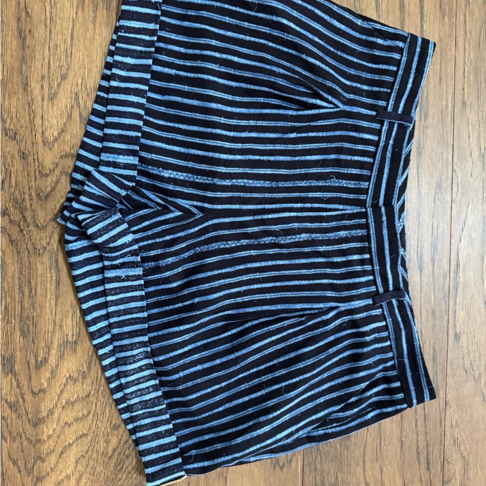 RACHEL Rachel Roy High Waist Striped Black and Blue Shorts